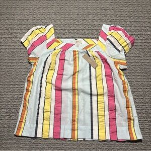 J.Crew Women’s Multi Colored Striped Square Neck Blouse Size Small- NWT